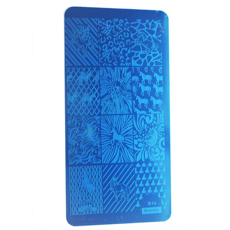 1 PC Taisnstūra zīmoga veidnes nagu plāksnes Panda/Mehāniskie zobrati/Vienradzis/Nāras raksts Manikīrs nagu mākslas attēlu plāksne 10 modeļi