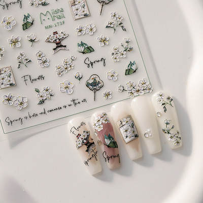 Akril gravírozott körömmatrica tavaszi nyár kék pillangós öntapadó körömátvivő csúszkák Pakolások manikűr fóliák Z0663