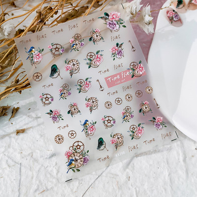 Akril gravírozott körömmatrica tavaszi nyár kék pillangós öntapadó körömátvivő csúszkák Pakolások manikűr fóliák Z0663