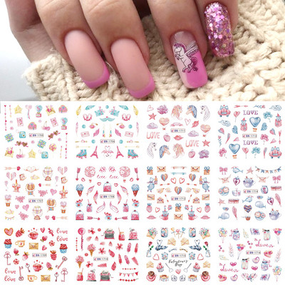 12 dizajna Vodene naljepnice u obliku školjki za nokte Šarene školjke Morske zvijezde Klizači Naljepnice s temom oceana Ukrasi za nokte LABN2185-2196