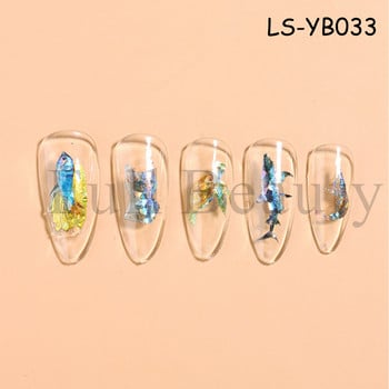 3D Fish Laser Nails Αυτοκόλλητα Sea Animals Gold Bronzing Design Αυτοκόλλητα Sliders Winter Nails Art Foils DIY Decorations GLLS-YB033