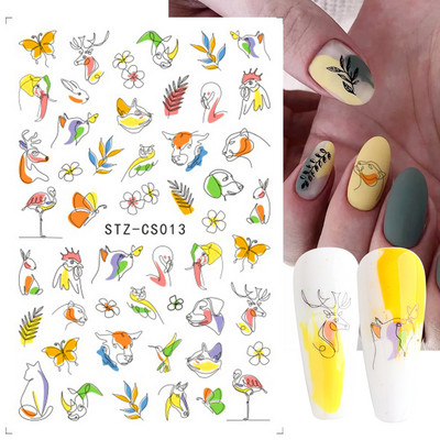 3D Fish Laser Nails Αυτοκόλλητα Sea Animals Gold Bronzing Design Αυτοκόλλητα Sliders Winter Nails Art Foils DIY Decorations GLLS-YB033