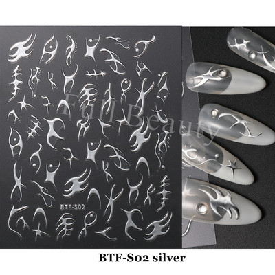 3D Fish Laser Nails Αυτοκόλλητα Sea Animals Gold Bronzing Design Αυτοκόλλητα Sliders Winter Nails Art Foils DIY Decorations GLLS-YB033