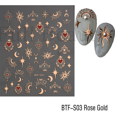 3D Fish Laser Nails Αυτοκόλλητα Sea Animals Gold Bronzing Design Αυτοκόλλητα Sliders Winter Nails Art Foils DIY Decorations GLLS-YB033