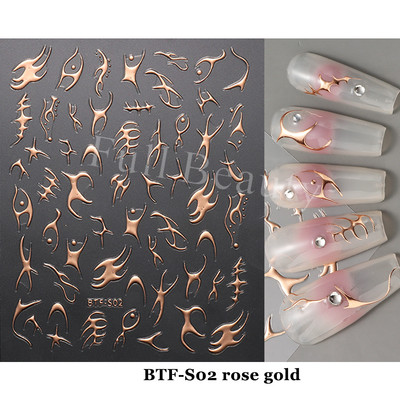 3D Fish Laser Nails Αυτοκόλλητα Sea Animals Gold Bronzing Design Αυτοκόλλητα Sliders Winter Nails Art Foils DIY Decorations GLLS-YB033