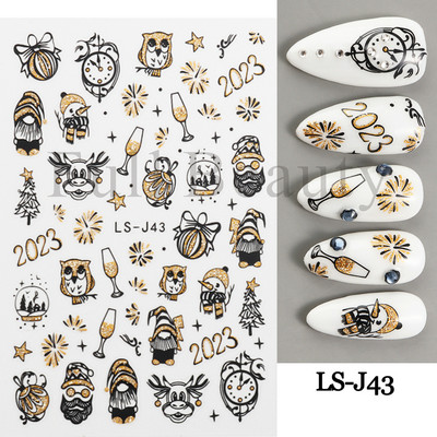 3D Fish Laser Nails Αυτοκόλλητα Sea Animals Gold Bronzing Design Αυτοκόλλητα Sliders Winter Nails Art Foils DIY Decorations GLLS-YB033