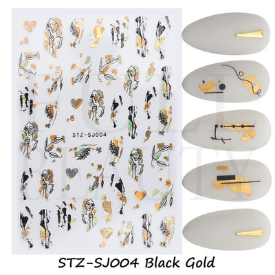 3D Fish Laser Nails Αυτοκόλλητα Sea Animals Gold Bronzing Design Αυτοκόλλητα Sliders Winter Nails Art Foils DIY Decorations GLLS-YB033