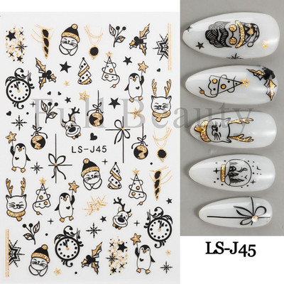 3D Fish Laser Nails Αυτοκόλλητα Sea Animals Gold Bronzing Design Αυτοκόλλητα Sliders Winter Nails Art Foils DIY Decorations GLLS-YB033