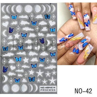 3D Fish Laser Nails Αυτοκόλλητα Sea Animals Gold Bronzing Design Αυτοκόλλητα Sliders Winter Nails Art Foils DIY Decorations GLLS-YB033
