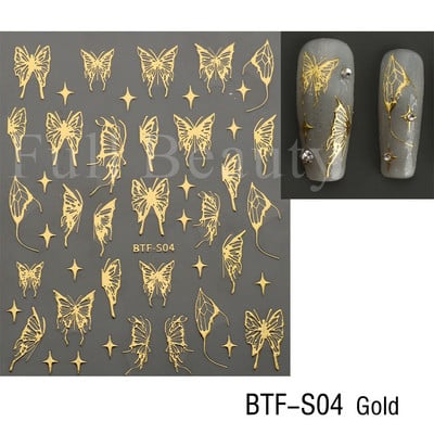 3D Fish Laser Nails Αυτοκόλλητα Sea Animals Gold Bronzing Design Αυτοκόλλητα Sliders Winter Nails Art Foils DIY Decorations GLLS-YB033