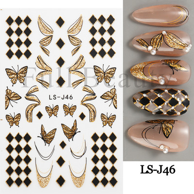 3D Fish Laser Nails Αυτοκόλλητα Sea Animals Gold Bronzing Design Αυτοκόλλητα Sliders Winter Nails Art Foils DIY Decorations GLLS-YB033