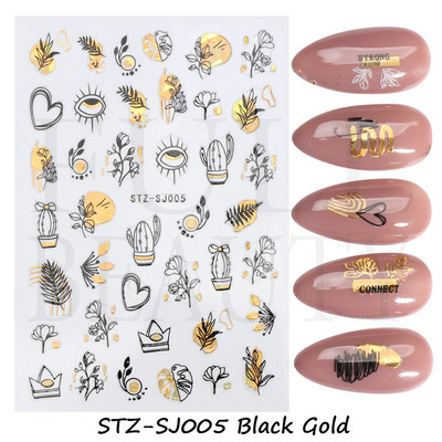 3D Fish Laser Nails Αυτοκόλλητα Sea Animals Gold Bronzing Design Αυτοκόλλητα Sliders Winter Nails Art Foils DIY Decorations GLLS-YB033