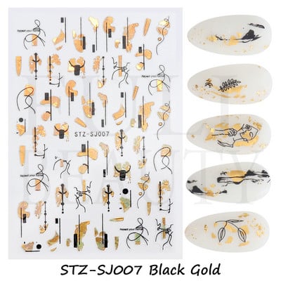 3D Fish Laser Nails Αυτοκόλλητα Sea Animals Gold Bronzing Design Αυτοκόλλητα Sliders Winter Nails Art Foils DIY Decorations GLLS-YB033