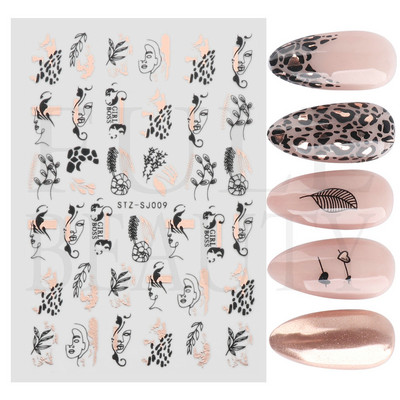 3D Fish Laser Nails Αυτοκόλλητα Sea Animals Gold Bronzing Design Αυτοκόλλητα Sliders Winter Nails Art Foils DIY Decorations GLLS-YB033