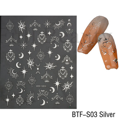 3D Fish Laser Nails Αυτοκόλλητα Sea Animals Gold Bronzing Design Αυτοκόλλητα Sliders Winter Nails Art Foils DIY Decorations GLLS-YB033