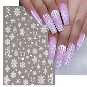 Γυαλιστερό Glitter Snowflakes Nails Art Αυτοκόλλητα Ολογραφικά Σχέδιο Ζάχαρης Λευκής Δαντέλας DIY Sparkly Χειμερινά χριστουγεννιάτικα διακοσμητικά αυτοκόλλητα LYF895