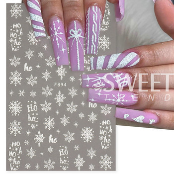 Γυαλιστερό Glitter Snowflakes Nails Art Αυτοκόλλητα Ολογραφικά Σχέδιο Ζάχαρης Λευκής Δαντέλας DIY Sparkly Χειμερινά χριστουγεννιάτικα διακοσμητικά αυτοκόλλητα LYF895