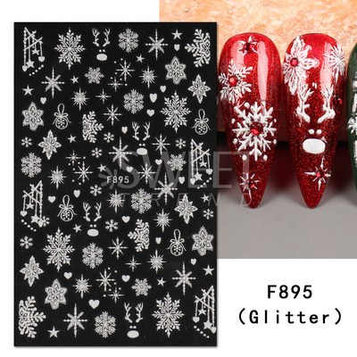 Γυαλιστερό Glitter Snowflakes Nails Art Αυτοκόλλητα Ολογραφικά Σχέδιο Ζάχαρης Λευκής Δαντέλας DIY Sparkly Χειμερινά χριστουγεννιάτικα διακοσμητικά αυτοκόλλητα LYF895
