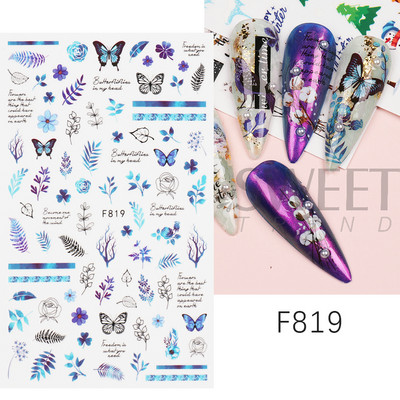 Γυαλιστερό Glitter Snowflakes Nails Art Αυτοκόλλητα Ολογραφικά Σχέδιο Ζάχαρης Λευκής Δαντέλας DIY Sparkly Χειμερινά χριστουγεννιάτικα διακοσμητικά αυτοκόλλητα LYF895