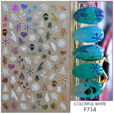 Γυαλιστερό Glitter Snowflakes Nails Art Αυτοκόλλητα Ολογραφικά Σχέδιο Ζάχαρης Λευκής Δαντέλας DIY Sparkly Χειμερινά χριστουγεννιάτικα διακοσμητικά αυτοκόλλητα LYF895