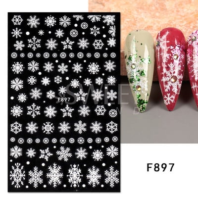 Γυαλιστερό Glitter Snowflakes Nails Art Αυτοκόλλητα Ολογραφικά Σχέδιο Ζάχαρης Λευκής Δαντέλας DIY Sparkly Χειμερινά χριστουγεννιάτικα διακοσμητικά αυτοκόλλητα LYF895