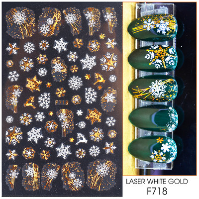 Γυαλιστερό Glitter Snowflakes Nails Art Αυτοκόλλητα Ολογραφικά Σχέδιο Ζάχαρης Λευκής Δαντέλας DIY Sparkly Χειμερινά χριστουγεννιάτικα διακοσμητικά αυτοκόλλητα LYF895