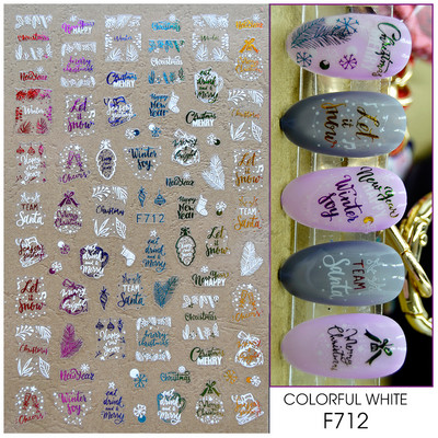 Γυαλιστερό Glitter Snowflakes Nails Art Αυτοκόλλητα Ολογραφικά Σχέδιο Ζάχαρης Λευκής Δαντέλας DIY Sparkly Χειμερινά χριστουγεννιάτικα διακοσμητικά αυτοκόλλητα LYF895