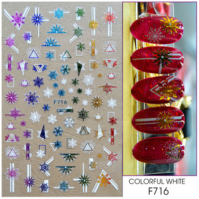 Γυαλιστερό Glitter Snowflakes Nails Art Αυτοκόλλητα Ολογραφικά Σχέδιο Ζάχαρης Λευκής Δαντέλας DIY Sparkly Χειμερινά χριστουγεννιάτικα διακοσμητικά αυτοκόλλητα LYF895