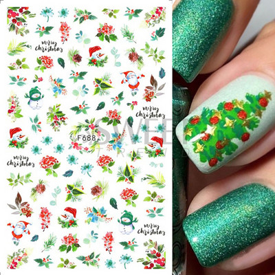 Γυαλιστερό Glitter Snowflakes Nails Art Αυτοκόλλητα Ολογραφικά Σχέδιο Ζάχαρης Λευκής Δαντέλας DIY Sparkly Χειμερινά χριστουγεννιάτικα διακοσμητικά αυτοκόλλητα LYF895