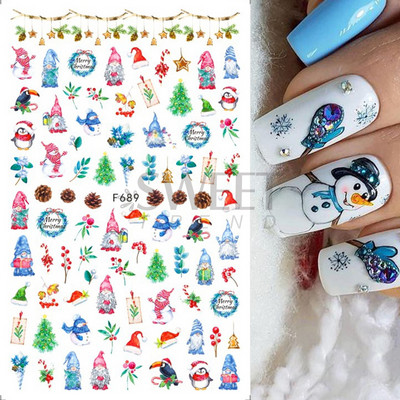 Γυαλιστερό Glitter Snowflakes Nails Art Αυτοκόλλητα Ολογραφικά Σχέδιο Ζάχαρης Λευκής Δαντέλας DIY Sparkly Χειμερινά χριστουγεννιάτικα διακοσμητικά αυτοκόλλητα LYF895