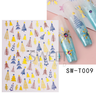 Γυαλιστερό Glitter Snowflakes Nails Art Αυτοκόλλητα Ολογραφικά Σχέδιο Ζάχαρης Λευκής Δαντέλας DIY Sparkly Χειμερινά χριστουγεννιάτικα διακοσμητικά αυτοκόλλητα LYF895