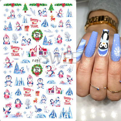 Γυαλιστερό Glitter Snowflakes Nails Art Αυτοκόλλητα Ολογραφικά Σχέδιο Ζάχαρης Λευκής Δαντέλας DIY Sparkly Χειμερινά χριστουγεννιάτικα διακοσμητικά αυτοκόλλητα LYF895