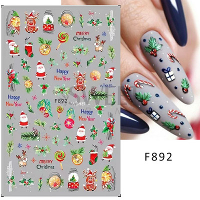 Γυαλιστερό Glitter Snowflakes Nails Art Αυτοκόλλητα Ολογραφικά Σχέδιο Ζάχαρης Λευκής Δαντέλας DIY Sparkly Χειμερινά χριστουγεννιάτικα διακοσμητικά αυτοκόλλητα LYF895
