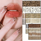 1 τεμ. Sexy Leopard Nail Art Αυτοκόλλητα μεταφοράς νερού Αυτοκόλλητα Χαλκομανίες Animal Charm DIY Half Wrap Slider Διακόσμηση για μανικιούρ