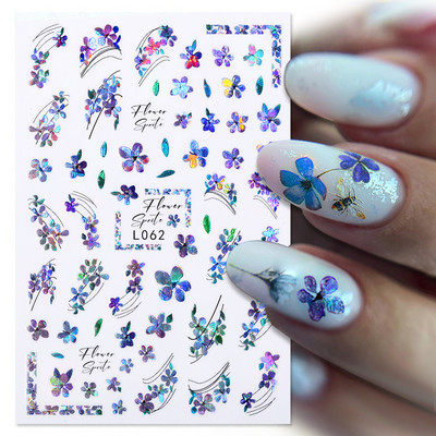 3D laserski suncokret naljepnice za nokte naljepnice proljeće tulipan cvijet leptir ruža holo naljepnice cvjetni listovi ljepljivi klizači sjajni omoti