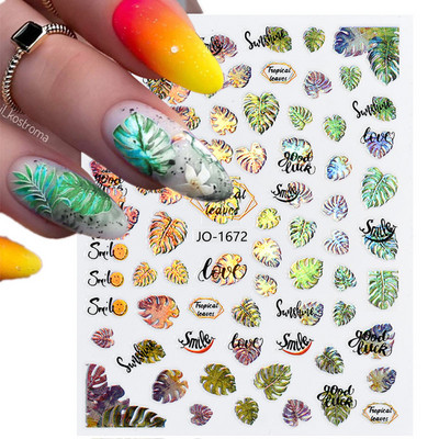 3D laserski suncokret naljepnice za nokte naljepnice proljeće tulipan cvijet leptir ruža holo naljepnice cvjetni listovi ljepljivi klizači sjajni omoti