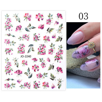 3D laserski suncokret naljepnice za nokte naljepnice proljeće tulipan cvijet leptir ruža holo naljepnice cvjetni listovi ljepljivi klizači sjajni omoti