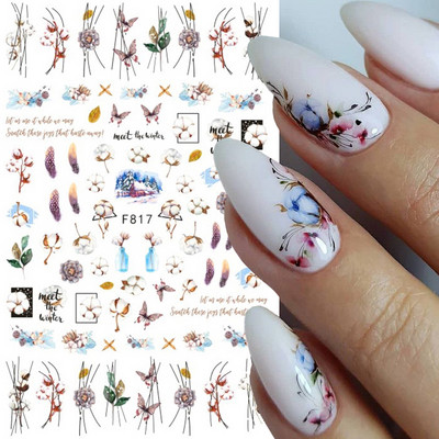 3D laserski suncokret naljepnice za nokte naljepnice proljeće tulipan cvijet leptir ruža holo naljepnice cvjetni listovi ljepljivi klizači sjajni omoti