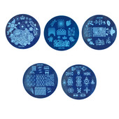 5tk komplekt Geomeetria Lill Ümmargused Küünte stantsimisplaadid Jõulufestivali tähistamine Maniküüri šabloonid Küünte pildi mall