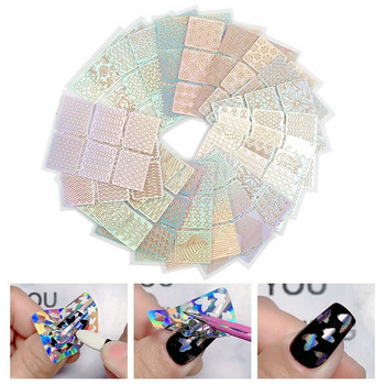 12/24 листа цветен кух стикер за нокти 3D стикер за ноктопластика Направи си сам трансферна апликация Фолио за нокти Винилова лазерна трансферна стикер