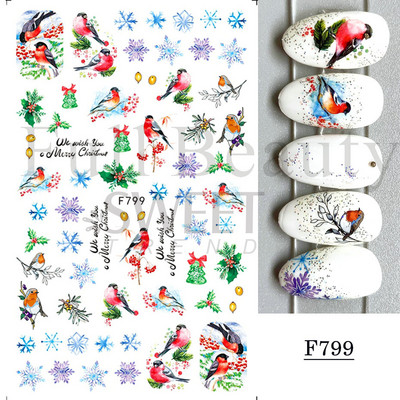 Talvegeomeetria puuvillased küünekleebised 3D sinised taimed okaspuust raami disainiga kleebised 2022 trendi maniküüri liugurid Decor LYF817