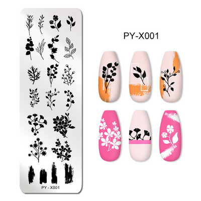 Πρότυπα τέχνης νυχιών Σχέδιο πλάκας σφράγισης λουλούδι Ζωικό γυαλί θερμοκρασίας δαντέλα Πρότυπα σφραγίδας Πλάκες Εικόνα