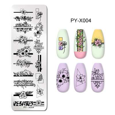 Πρότυπα τέχνης νυχιών Σχέδιο πλάκας σφράγισης λουλούδι Ζωικό γυαλί θερμοκρασίας δαντέλα Πρότυπα σφραγίδας Πλάκες Εικόνα