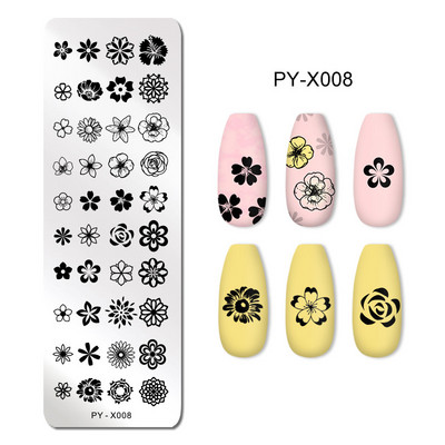 Πρότυπα τέχνης νυχιών Σχέδιο πλάκας σφράγισης λουλούδι Ζωικό γυαλί θερμοκρασίας δαντέλα Πρότυπα σφραγίδας Πλάκες Εικόνα