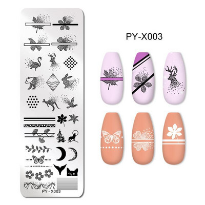 Πρότυπα τέχνης νυχιών Σχέδιο πλάκας σφράγισης λουλούδι Ζωικό γυαλί θερμοκρασίας δαντέλα Πρότυπα σφραγίδας Πλάκες Εικόνα