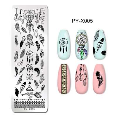 Πρότυπα τέχνης νυχιών Σχέδιο πλάκας σφράγισης λουλούδι Ζωικό γυαλί θερμοκρασίας δαντέλα Πρότυπα σφραγίδας Πλάκες Εικόνα