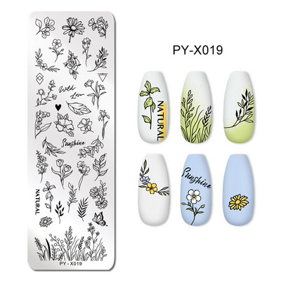 Πρότυπα τέχνης νυχιών Σχέδιο πλάκας σφράγισης λουλούδι Ζωικό γυαλί θερμοκρασίας δαντέλα Πρότυπα σφραγίδας Πλάκες Εικόνα