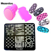 Πλάκες σφράγισης νυχιών Τετράγωνες πλάκες εικόνας από ανοξείδωτο χάλυβα+Σετ στάμπας εκτύπωσης ροζ Nail Art M96