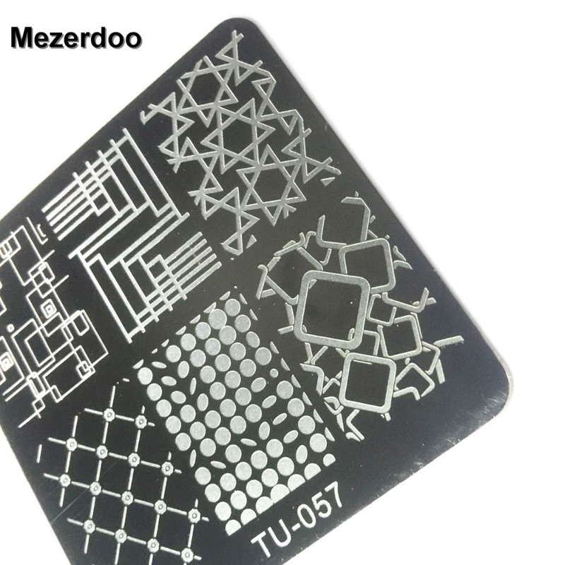 Πλάκες σφράγισης νυχιών Τετράγωνες πλάκες εικόνας από ανοξείδωτο χάλυβα+Σετ στάμπας εκτύπωσης ροζ Nail Art M96