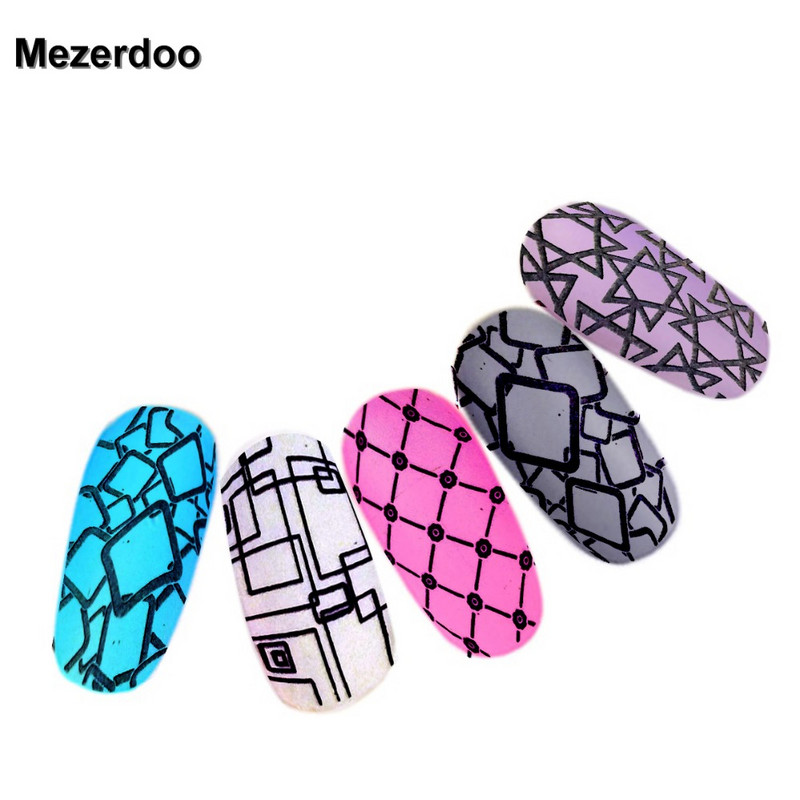 Πλάκες σφράγισης νυχιών Τετράγωνες πλάκες εικόνας από ανοξείδωτο χάλυβα+Σετ στάμπας εκτύπωσης ροζ Nail Art M96